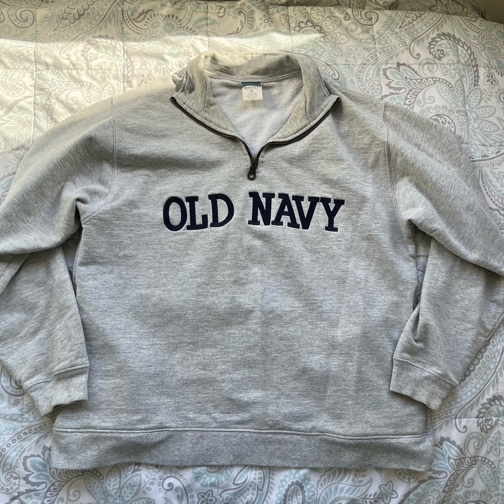 Vintage Old Navy Gray Quarter Zip Sweatshirt Size Medium